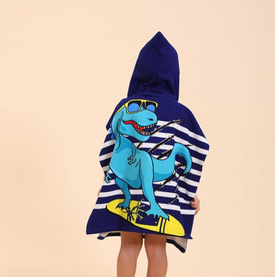 TEHALK blue Dinosaur Poncho beach