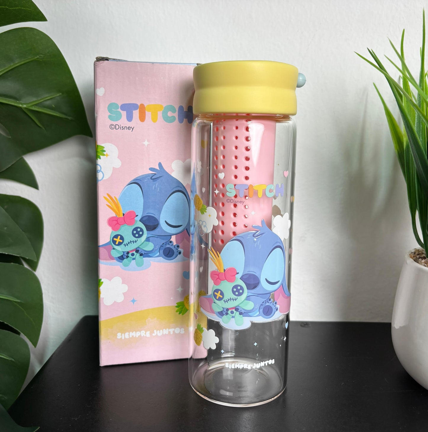 Disney Stitch-themed Glass Water Bottle