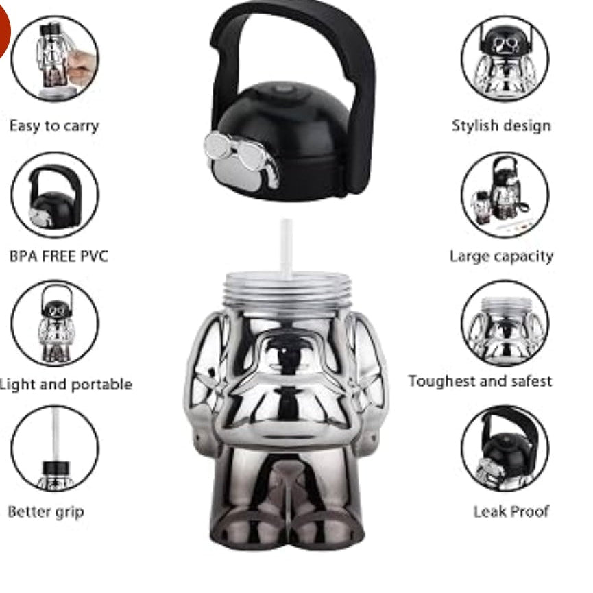 BLACK ROBOT WATER BOTTLE