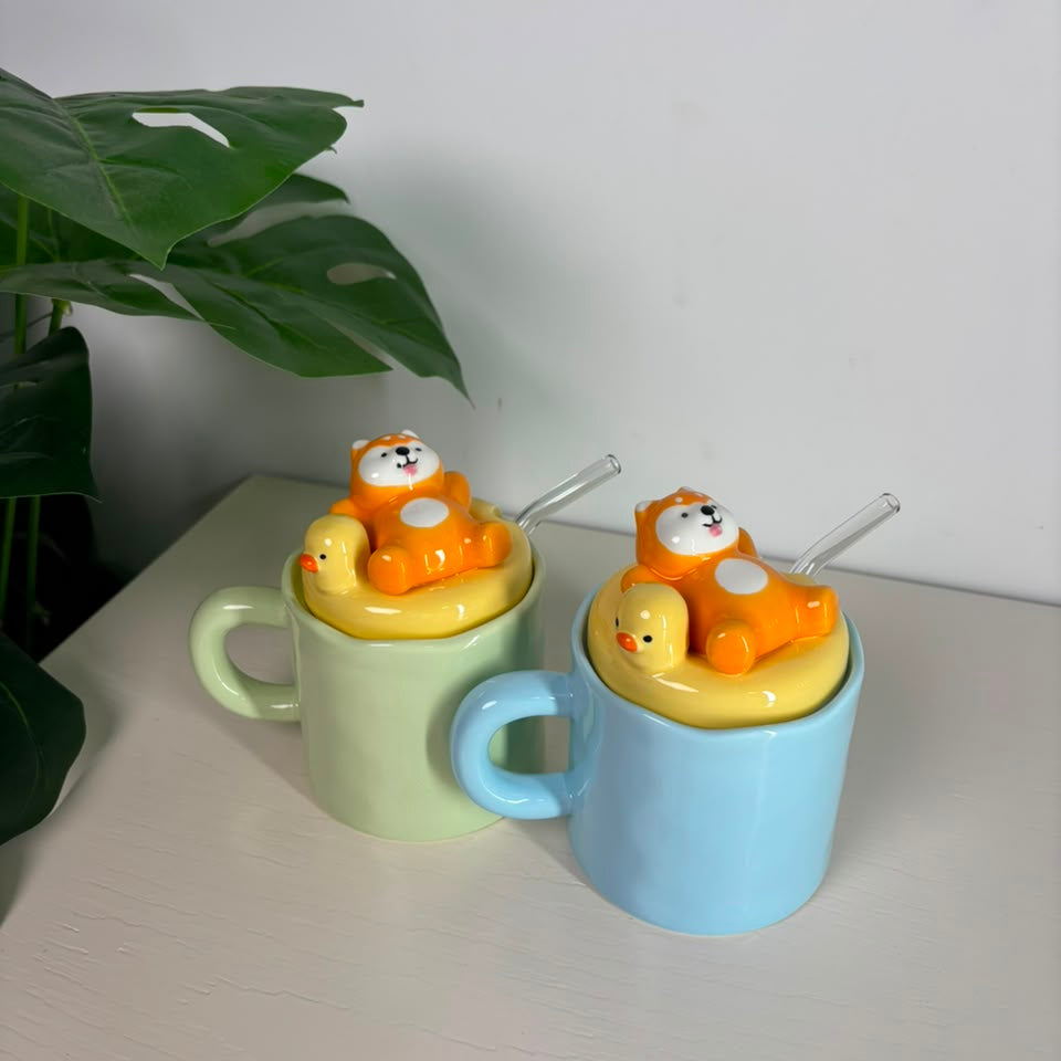 Duck Floatie & a Bear figure Mug