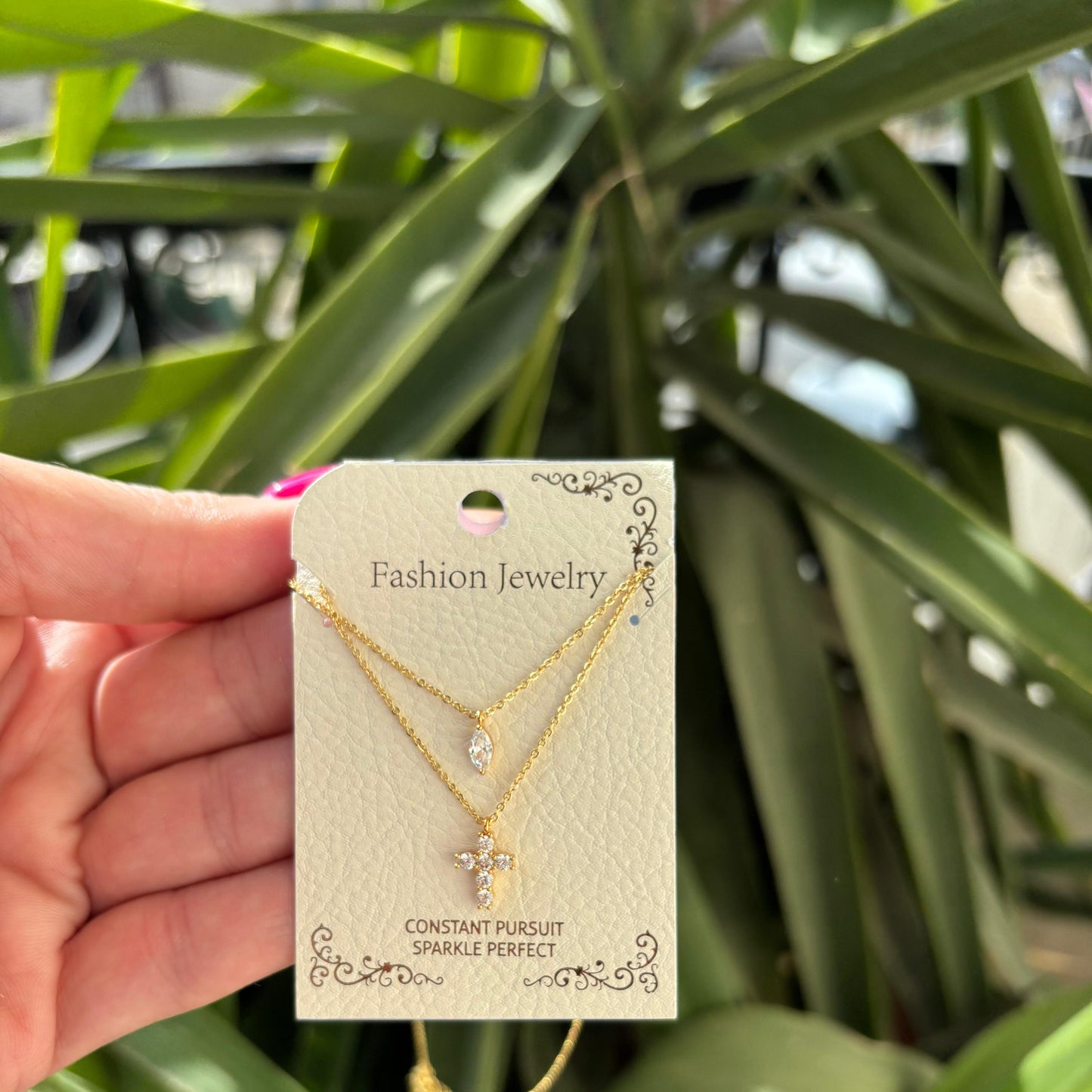 Diamond Cross Double Layer Necklace