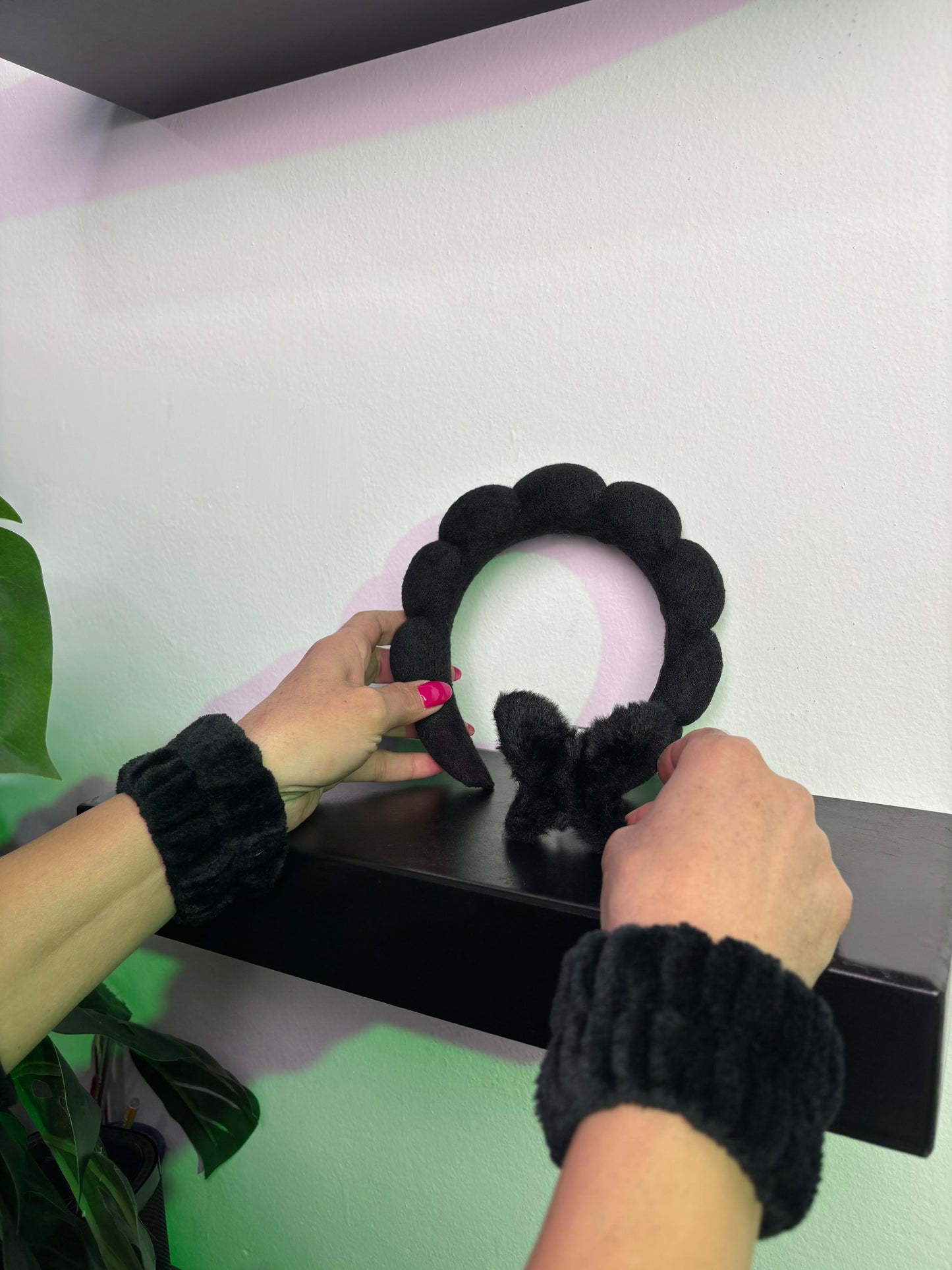 Skincare Headband & wristband set(with a Butterfly shaped Hair Clip)