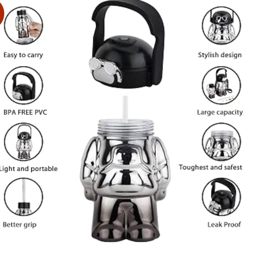 BLACK ROBOT WATER BOTTLE