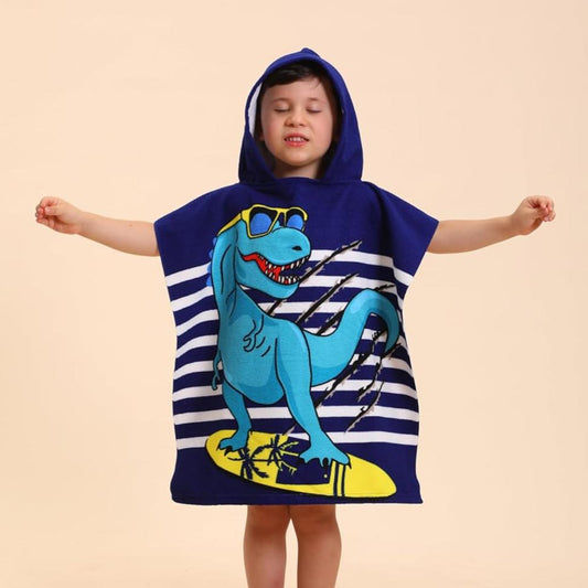 TEHALK blue Dinosaur Poncho beach