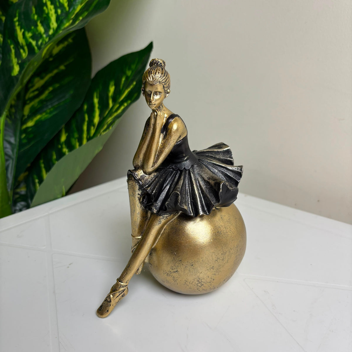BLACK BALLET GIRL STATUE RESIN FIGURINE