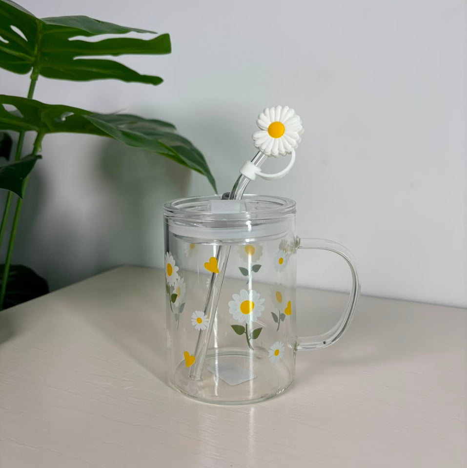Glass Mug with a Daisy pattern