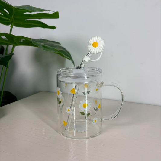 Glass Mug with a Daisy pattern