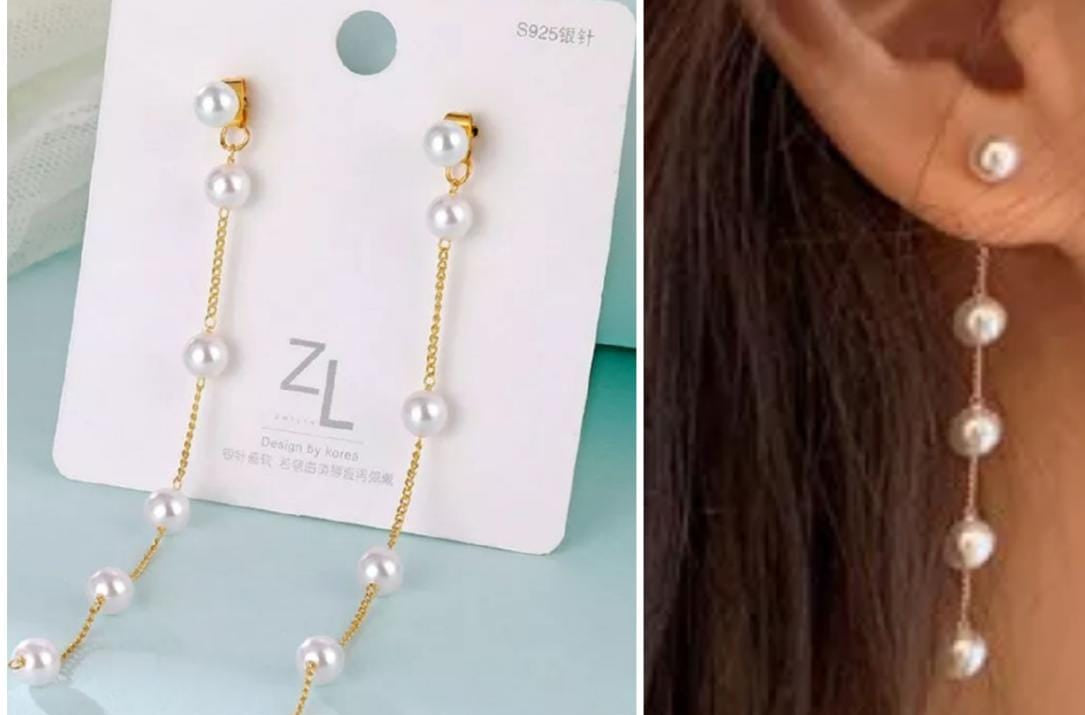 Boho long pearl earrings