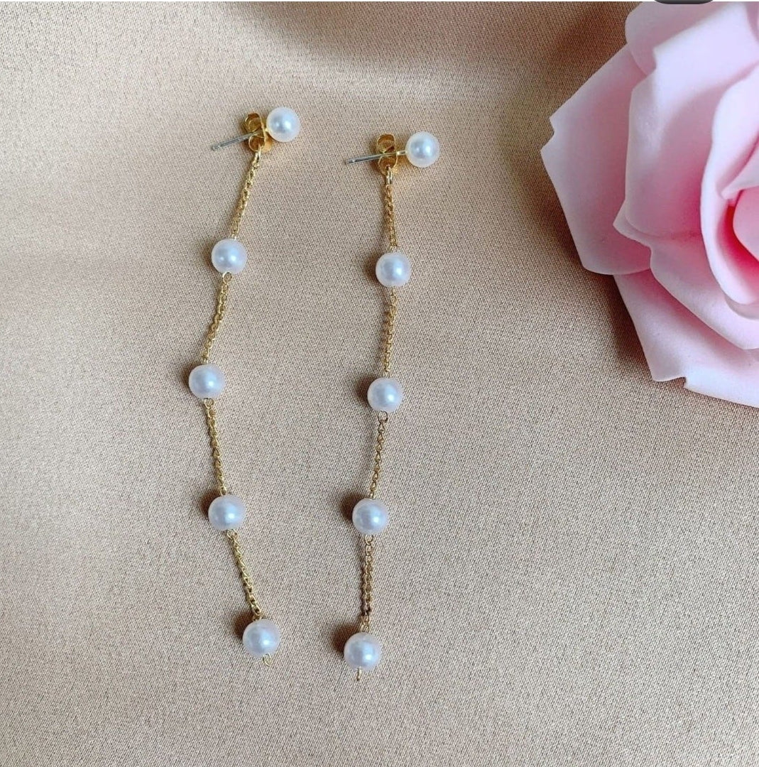 Boho long pearl earrings