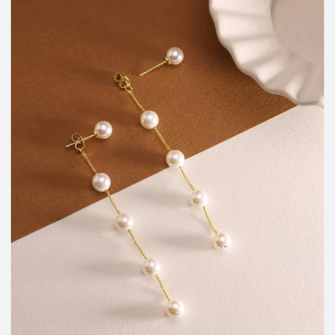 Boho long pearl earrings