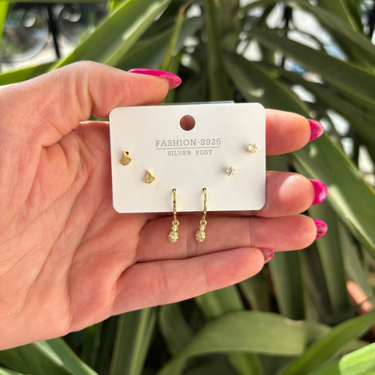 Mila Set (3 Pairs-gold)